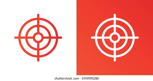 Red dart on shooting target aiming point with focus.