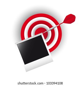 red dart with photo over white background. vector illustration