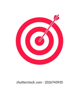 Red dart target icon with arrow isolated on white background