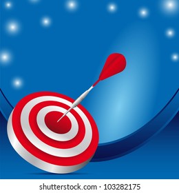 red dartboard over blue background. vector illustration