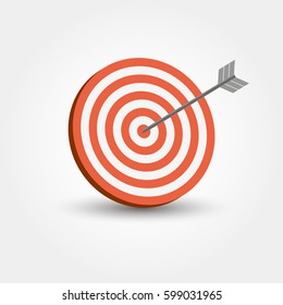 Red Darts Hitting A Target, Vector illustration target with an arrow. 