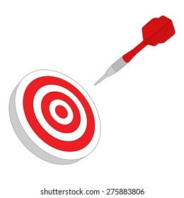 Red darts target aim
