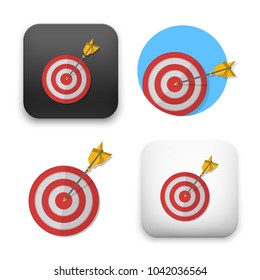 Red darts target aim. Successful shoot. Vector illustration