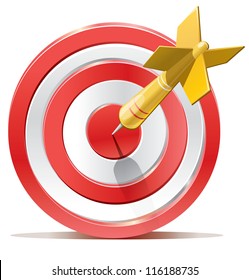 Red darts target aim. Successful shoot. Vector illustration