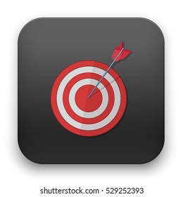 Red darts target aim. Successful shoot. Vector illustration