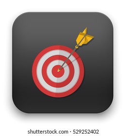 Red darts target aim. Successful shoot. Vector illustration