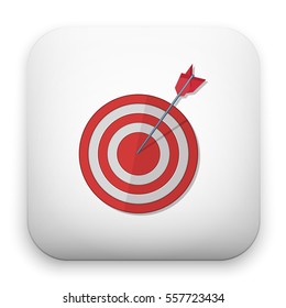 Red darts target aim. Successful shoot. Vector illustration