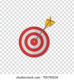 Red darts target aim. Successful shoot. Vector illustration