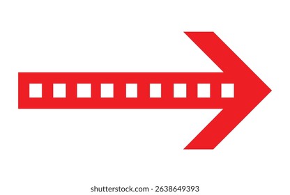 Red dashed line arrow icon pointing right vector transparent png