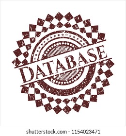 Red Database rubber grunge texture stamp