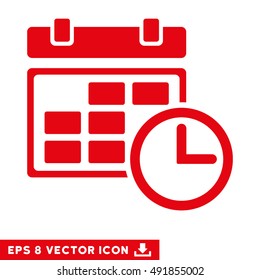 Red Date and Time EPS vector icon. Illustration style is flat iconic symbol on a white background.