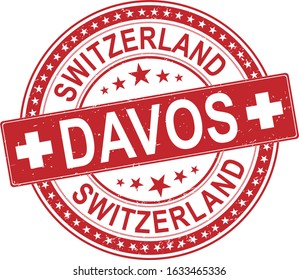 red davos city switzerland grungy rubber stamp svg