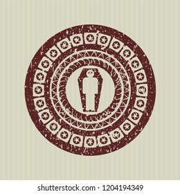 Red dead man in his coffin icon inside rubber grunge stamp