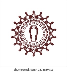 Red dead man in his coffin icon inside rubber grunge texture seal