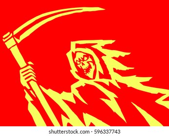 Red Death Vector Illustration. Spooky Apocalypse Demon. Massacre Phantom Monster.
