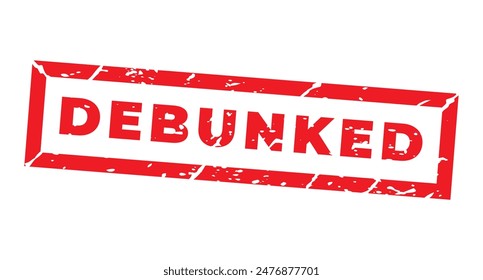 Red Debunked Isolierstempel, Aufkleber, Kopfzeile mit Grunge-Vektorillustration