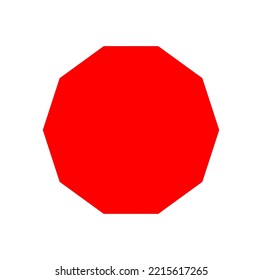 A red decagon vector icon. Red decagon on white background.