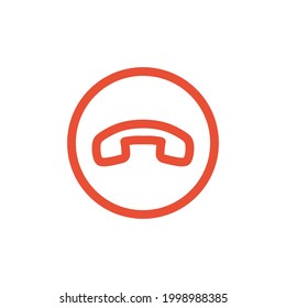 Red decline phone call button with white background