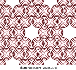 red decoration circles and stars seamless pattern on white background