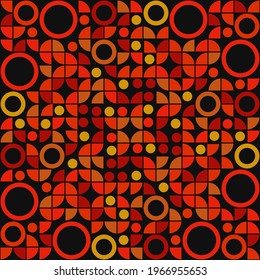 Red decorative and abstract ornament. Vector geometric pattern.