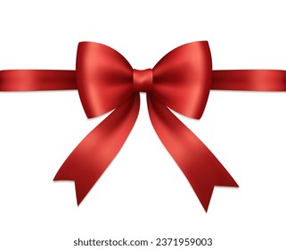 Red decorative bow for a gift isolated on a white background. Festive design element.