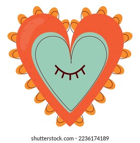 red decorative heart with a eye