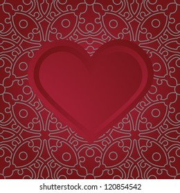 Red decorative heart. Vector illustration.