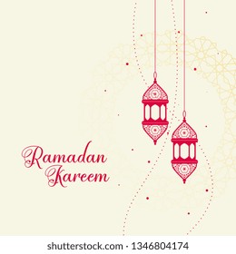red decorative islamic lantern on white background