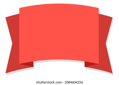 Red decorative label. Empty ribbon premium emblem