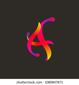 Red decorative letter a. Gradient lettering. - vector stock