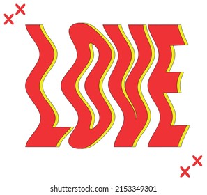 Red, decorative look of the word love. Inscription on a white background. It is used for registration of title pages, covers for books, backgrounds, banners. vector..eps