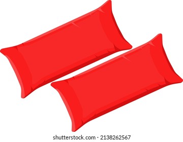 Red decorative pillows, illustration, vector on a white background.