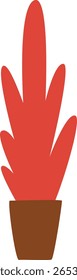 Red decorative plant in flat pot, great for interior visuals, minimalist icons, or botanical-themed vector illustrations.