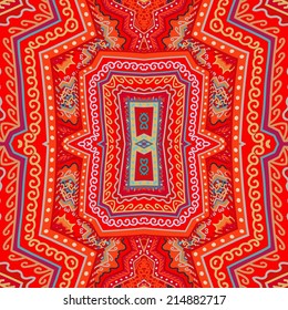 Red decorative seamless pattern in oriental style