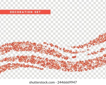 lentejuelas decorativas rojas aisladas sobre fondo transparente. Ilustración vectorial