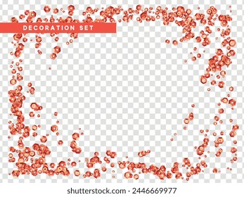red decorative sequins isolated on transparent background. vector illustration