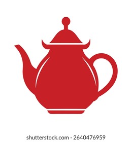 Red decorative teapot vector illustration isolated on a white background perfect for design projects