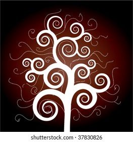 Red decorative tree, vector illustration