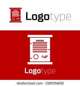 Red Decree, paper, parchment, scroll icon icon isolated on white background. Logo design template element. Vector Illustration