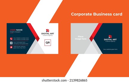 Red deep green modern minimal print ready corporate business card