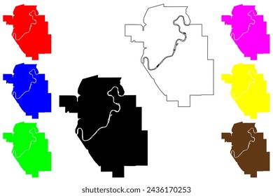 Red Deer city (Canada, Alberta Province) map vector illustration, scribble sketch Red Deer map