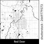 Red Deer city map, Canada - Topographic vector map poster