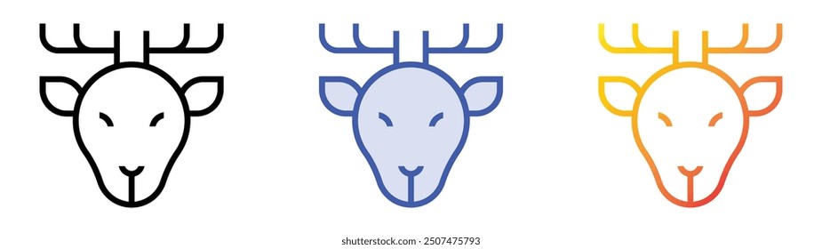 red deer icon. Linear, Blue Fill and Gradient Style Design Isolated On White Background