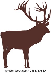 Red deer monochrome outline vector illustration