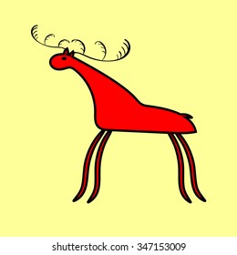 Red deer or moose ethnic ornament. Picture animal national style