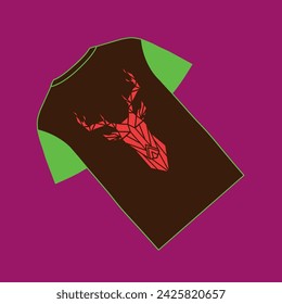 Red deer pattern on the back of the brown and green outfit