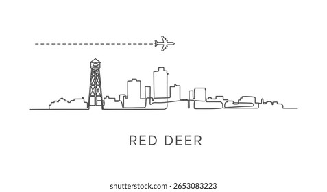 Red Deer Skyline Line Art com Travel Alberta.