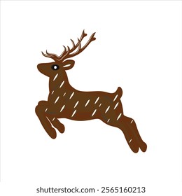 Red deer stag in front of a white background