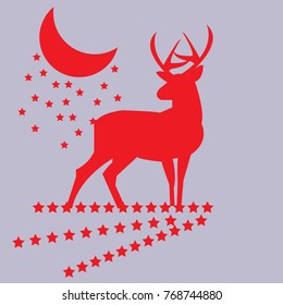 red deer and stars - vector illustrator