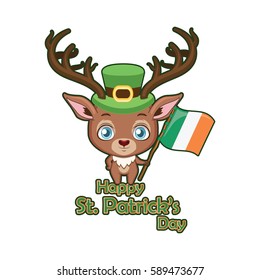 Red deer ( symbolic animal of Ireland ) and greeting with outline